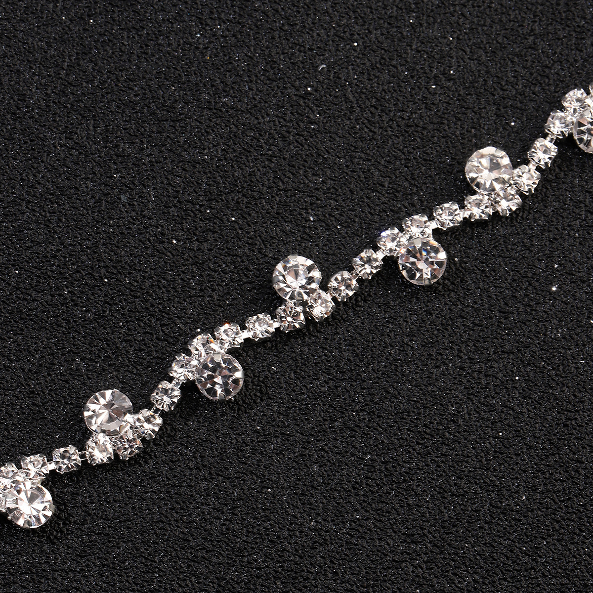 Silver Curved Rhinestone Hair Vine Bridal Wedding Crystal Hair Accessory for Women - Image 3