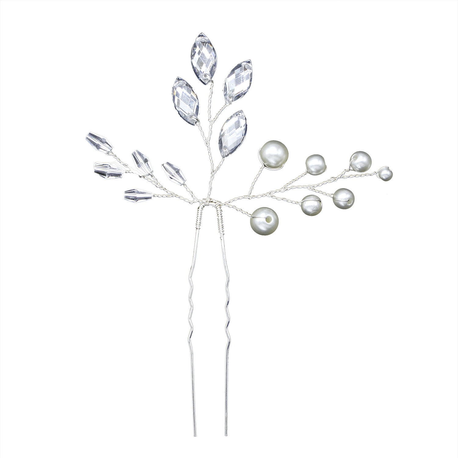 Handmade Silver Pearl Crystal Bridal Hair Pins Set Elegant Vine Wedding Updo Women Hair Accessory - Image 4