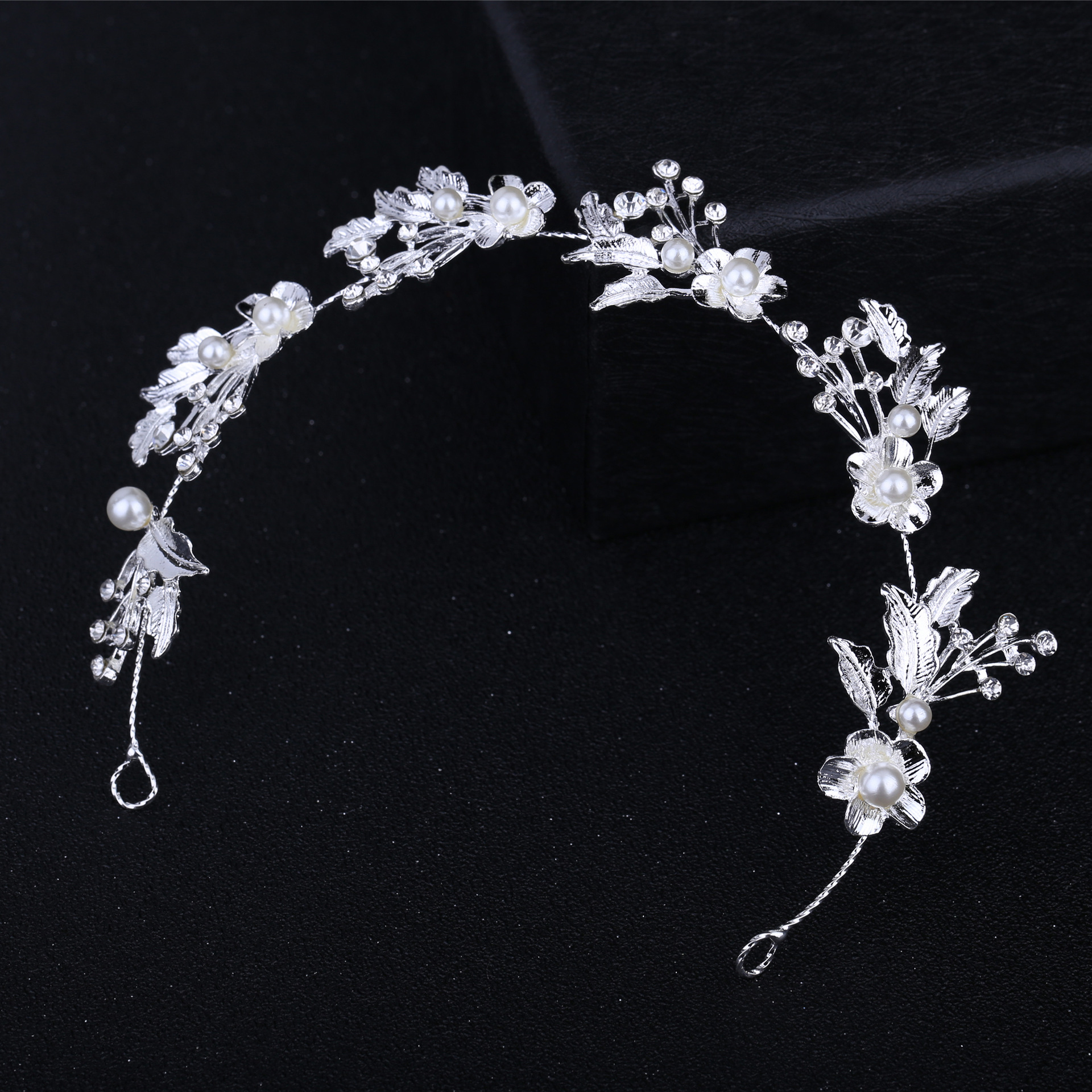 Rose Gold Floral Pearl Crystal Bridal Hair Vine With Hairpins Wedding Women Handmade Garland Headpiece - Image 4