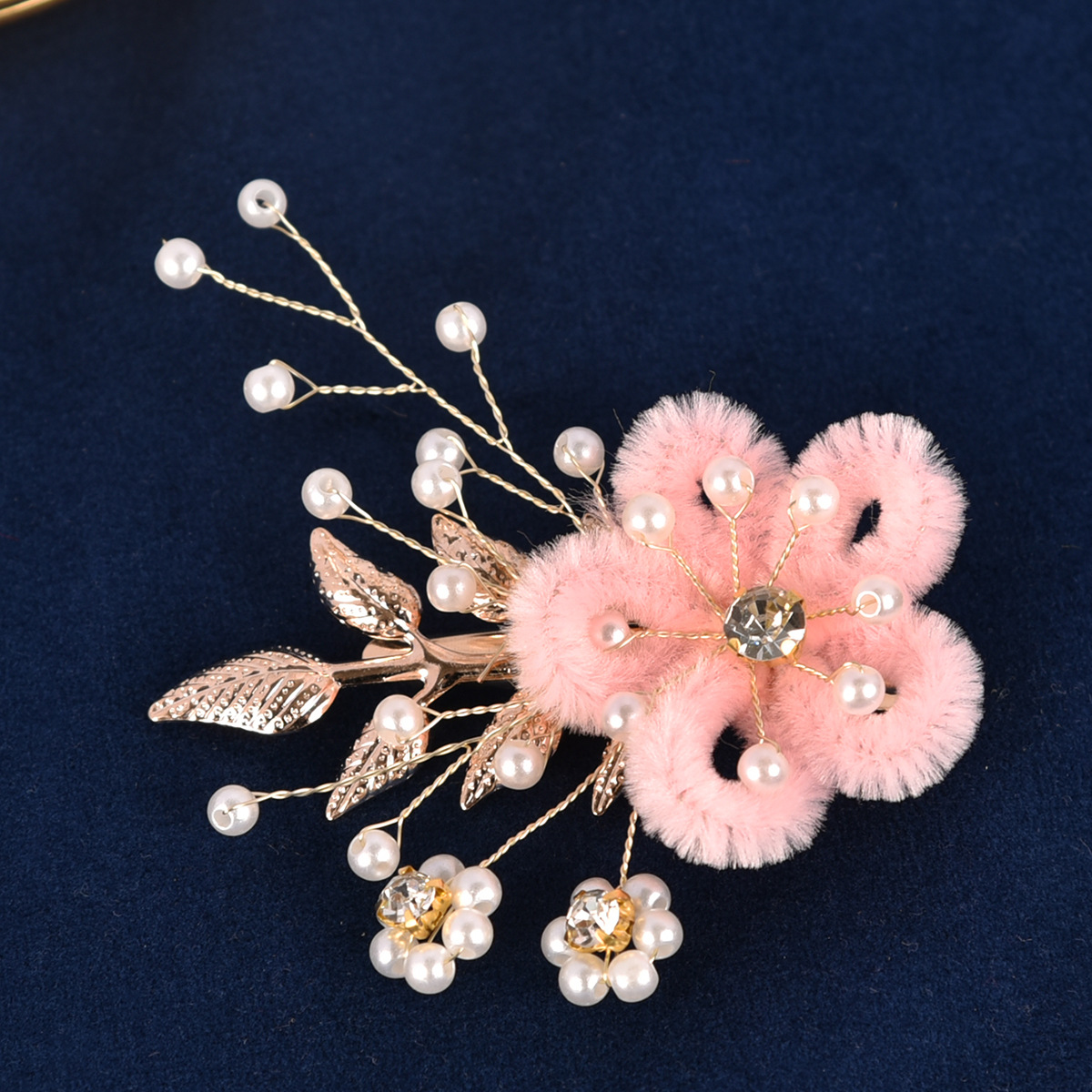 Handmade Chenille Flower Pearl Hair Clips for Chinese Style Wedding Festival Elegant Girls Hair Decor - Image 4
