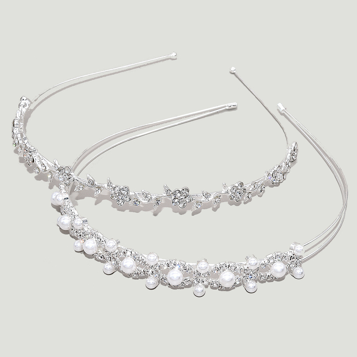 Rose Gold Pearl Crystal Double Band Bridal Headband for Wedding Party Elegant Glam Bridal Decor - Image 4
