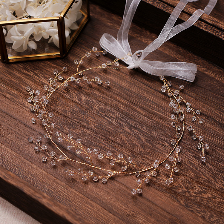 Silver Clear Crystal Vine Organza Ribbon Bridal Headband Elegant Wedding Party Women Boho Hair Accessory - Image 4