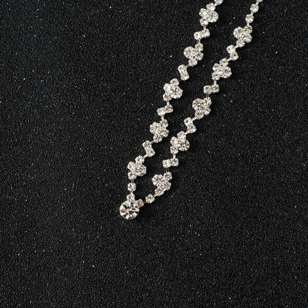 Women Wedding Bridal Jewelry Set Silver Tone Clear Zircon Floral Necklace Dangle Earrings Formal Occasion Accessories - Image 5