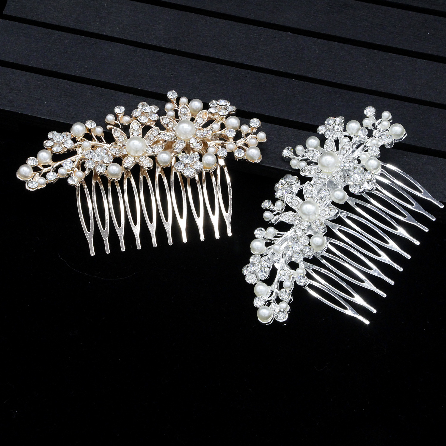 Vintage Branch Floral Crystal Pearl Gold Hair Comb for Banquet Photoshoot Wedding Updo Hair Accessory - Image 4