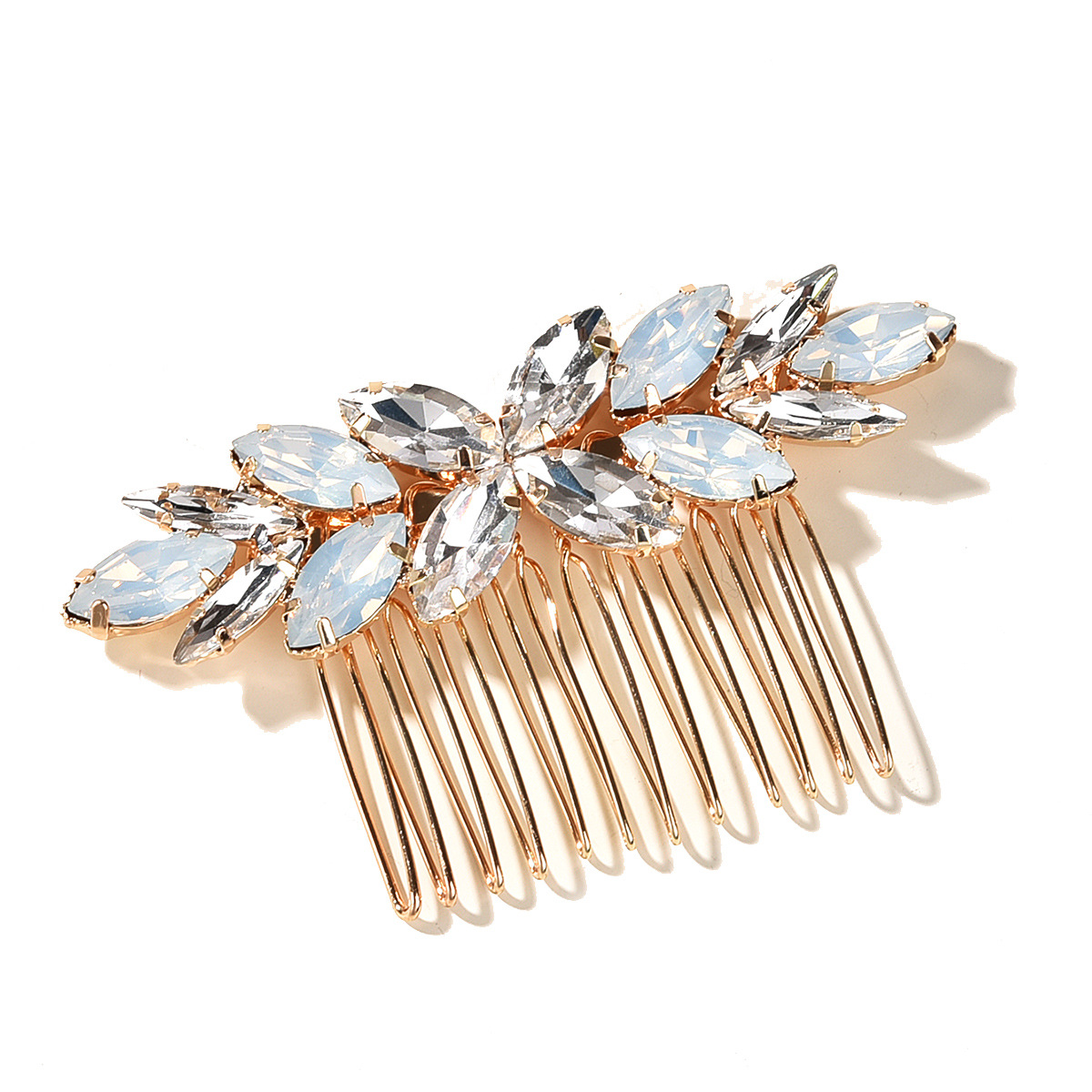 Gold Marquise Opal Crystal Rhinestone Bridal Hair Comb for Wedding Prom Evening Formal Party Occasions - Image 4