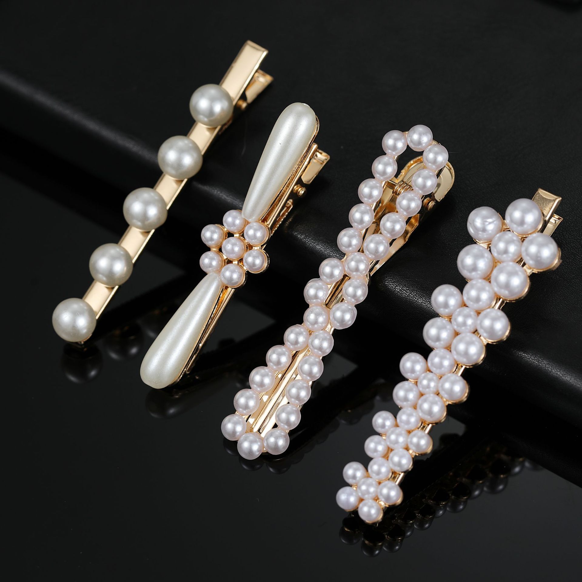 Gold Multi Style White Pearl Alligator Hair Clips for Wedding Daily Prom Formal Party Wear - Image 4