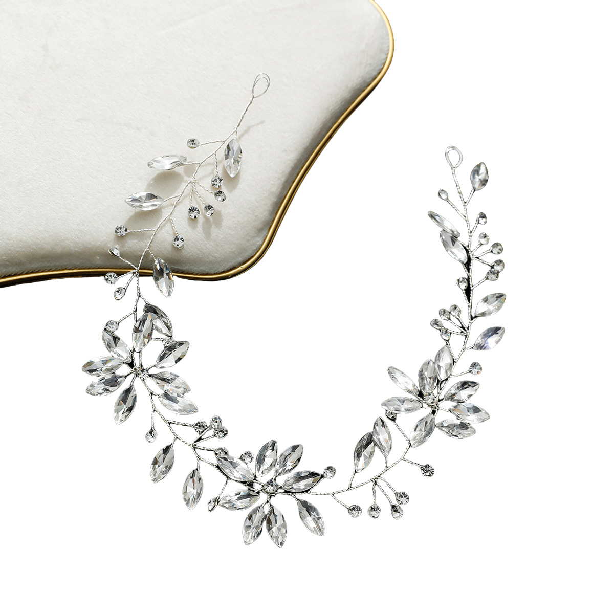 Silver‑Wire Marquise Crystal Vine Bridal Headband Flexible Wedding Hair Accessory for Women Gift - Image 4