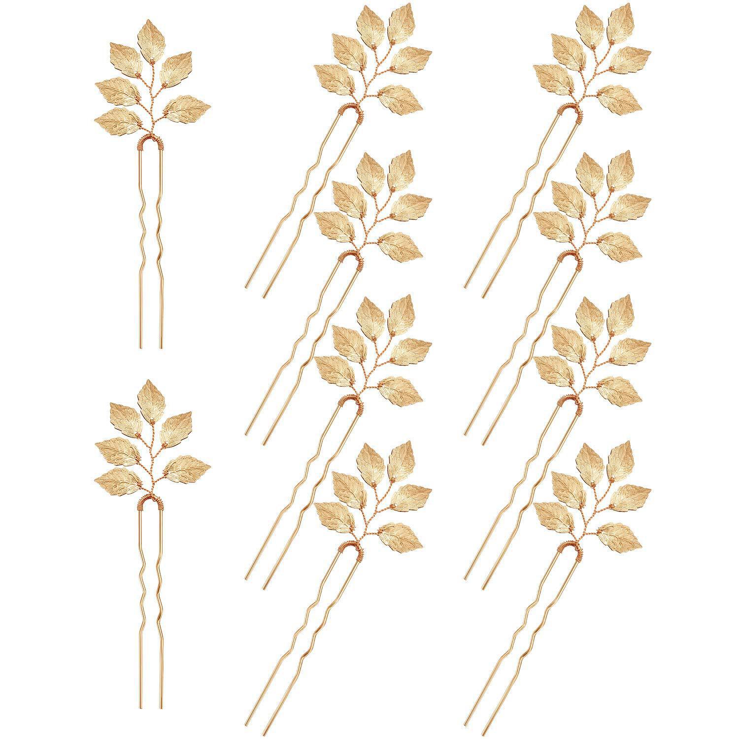 Delicate Gold Leaf Hair Fork U Pins Bridal Wedding Hair Accessories for Women Hairstyle Decor - Image 4