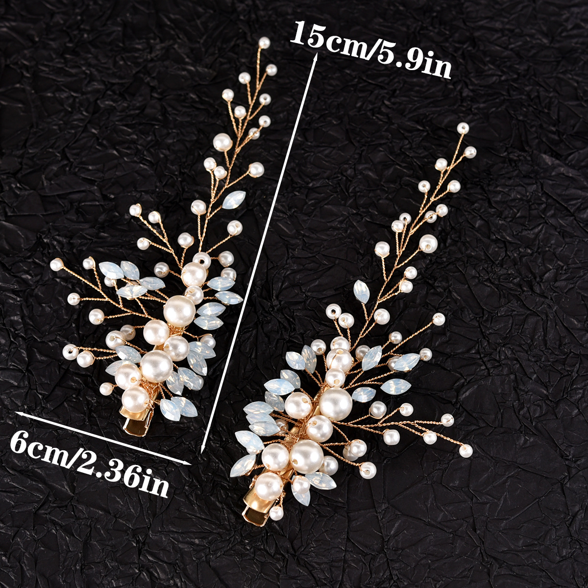 Pearl Opal Leaf Hair Clips Bridal Wedding Vine Hair Accessories for Women Styling - Image 4
