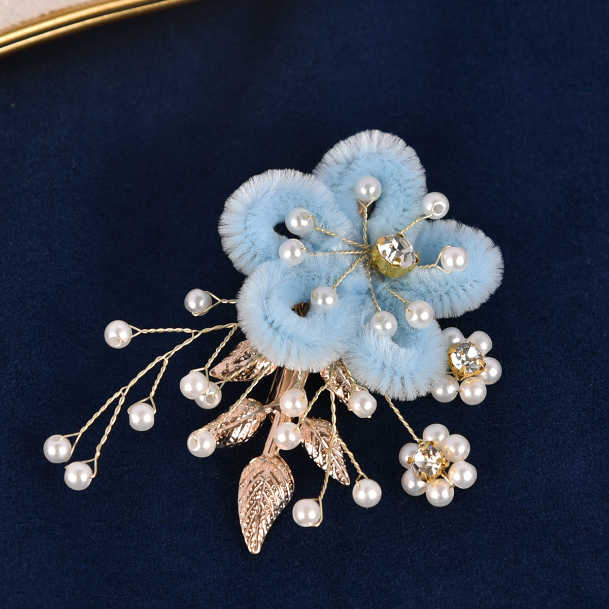 Handmade Chenille Flower Pearl Hair Clips for Chinese Style Wedding Festival Elegant Girls Hair Decor - Image 5