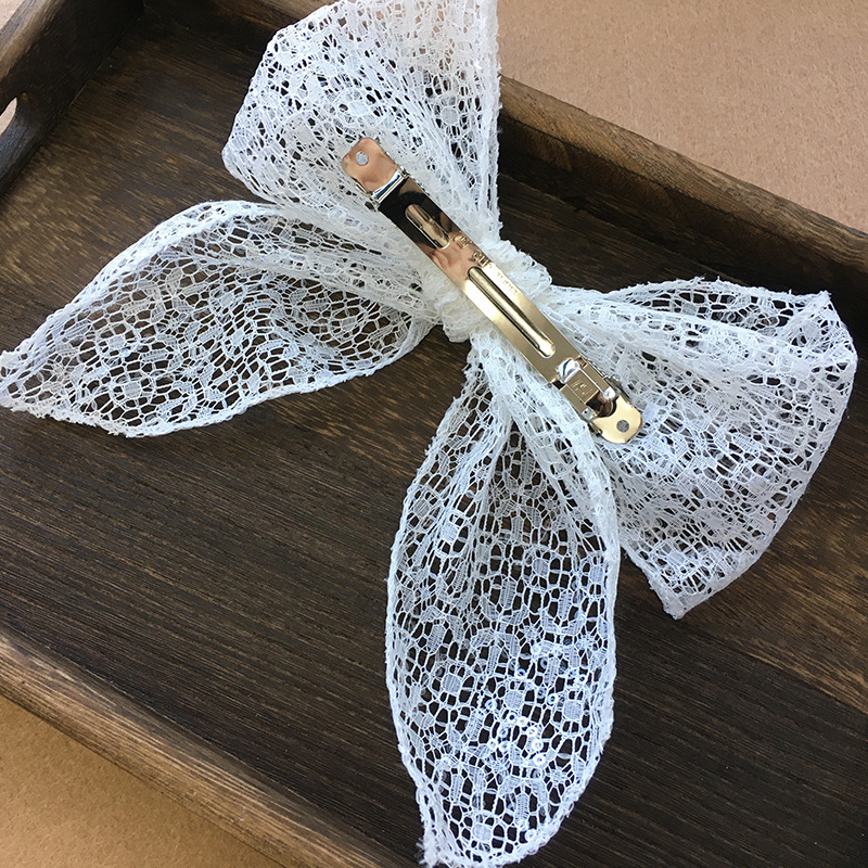 White Sheer Lace Bow Bridal Hair Clip for Wedding Party Elegant Romantic Girls Hair Decor - Image 5