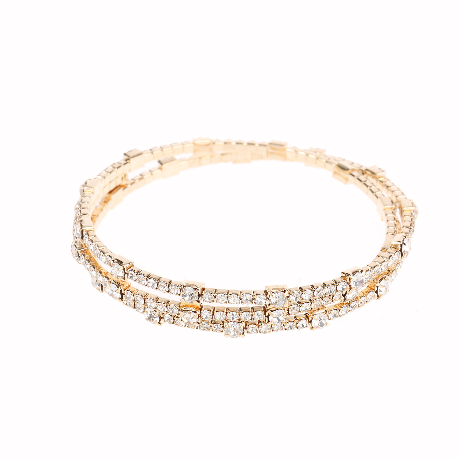 Multi Layer Silver Rhinestone Coil Bangle Sparkling Women Bracelet for Wedding Prom Formal Evening Party - Image 5