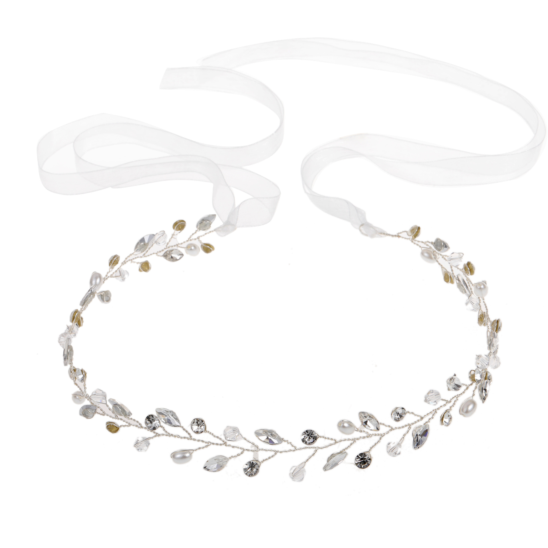 Handmade Silver Tiny Pearl Crystal Vine Bridal Headband Elegant Wedding Party Women Thin Hair Accessory - Image 5
