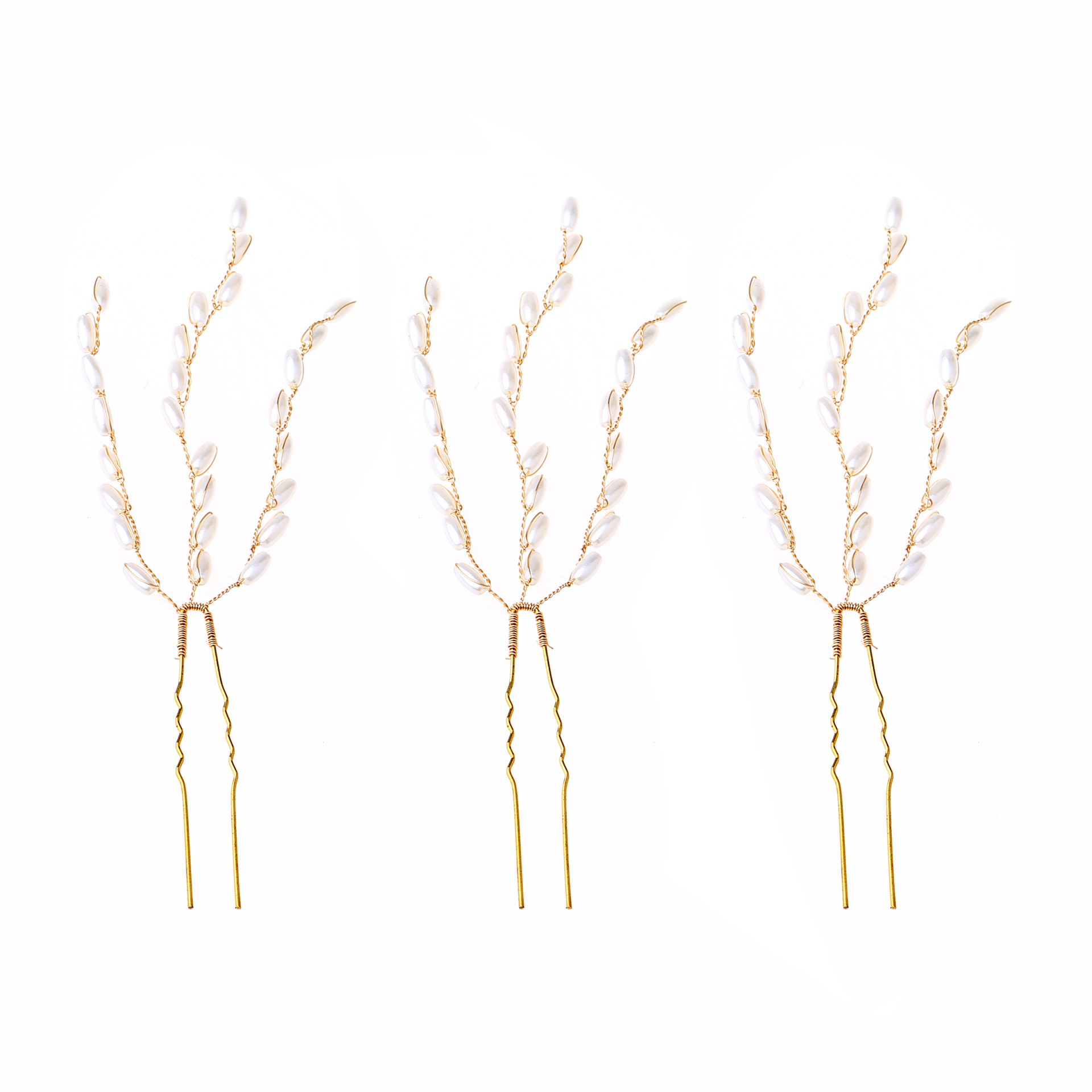 Gold Teardrop Pearl Branch Bridal U Hair Pins Set Elegant Wedding Party Women Boho Accessories - Image 5