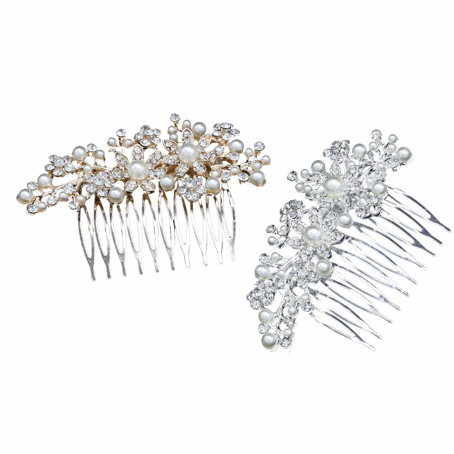 Vintage Branch Floral Crystal Pearl Gold Hair Comb for Banquet Photoshoot Wedding Updo Hair Accessory - Image 5
