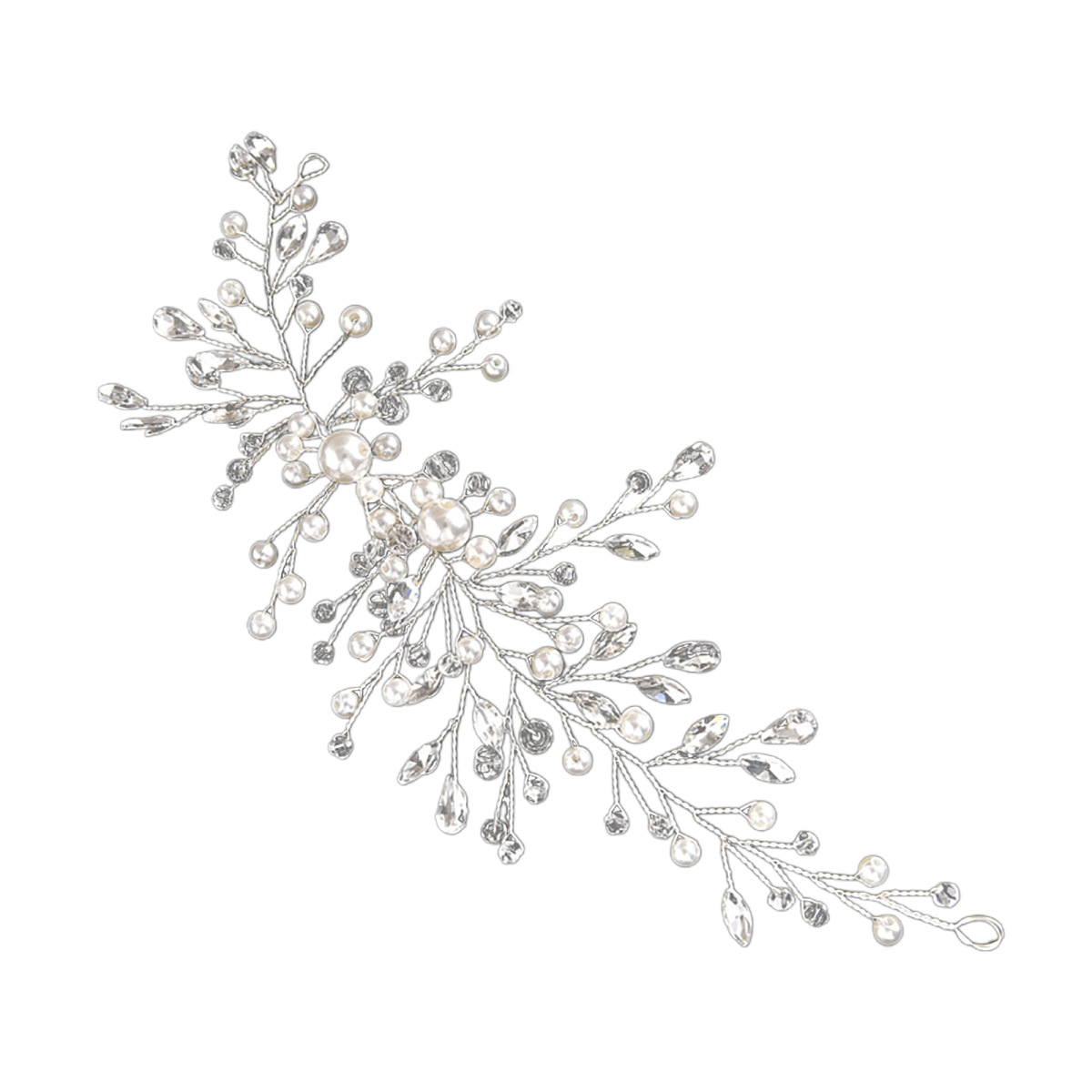 Silver Wire Pearl Crystal Branch Bridal Hair Comb for Wedding Prom Evening Formal Party Hairstyles - Image 5
