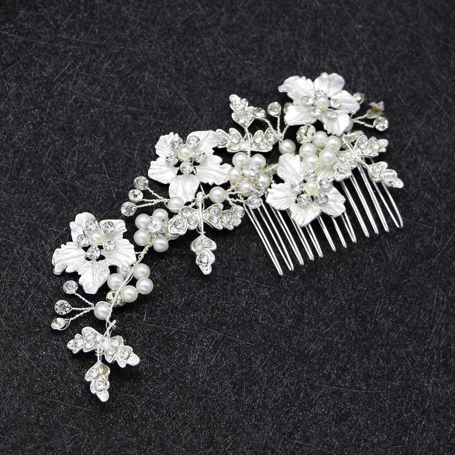 Gold Metal Flower Pearl Crystal Bridal Hair Comb for Wedding Prom Evening Formal Party Decor - Image 5