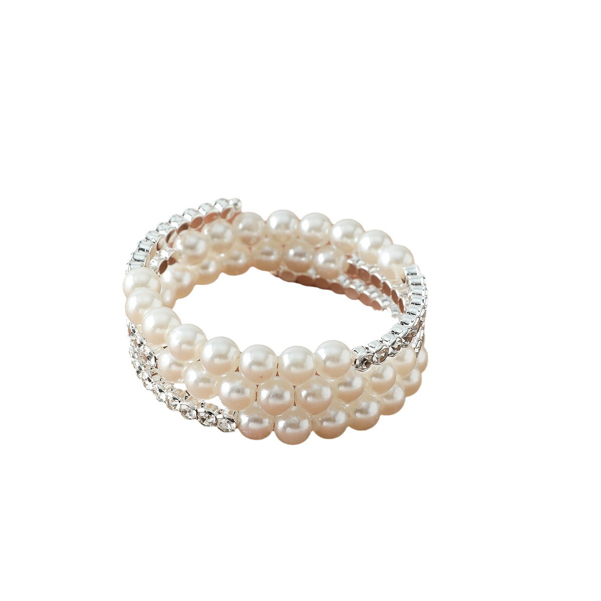 Elegant Multi Layer Pearl Rhinestone Stackable Bracelet Set for Women Wedding Bridal Party Jewelry Gift - Image 5