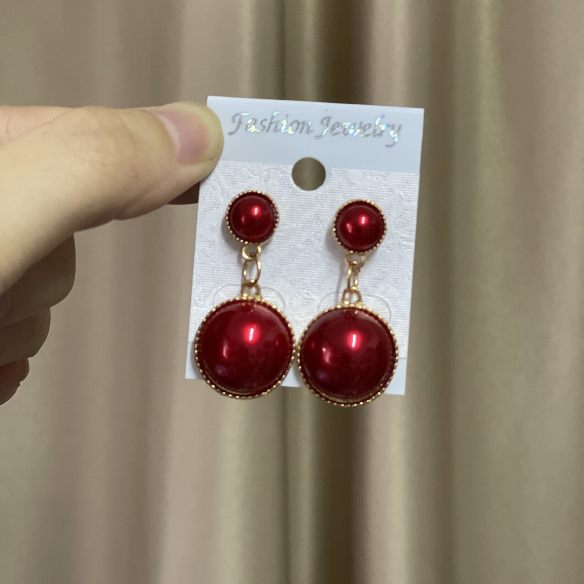 Vintage Gold Two‑Tier Simulated Pearl Drop Dangle Earrings S925 Post for Women Party Gift - Image 5