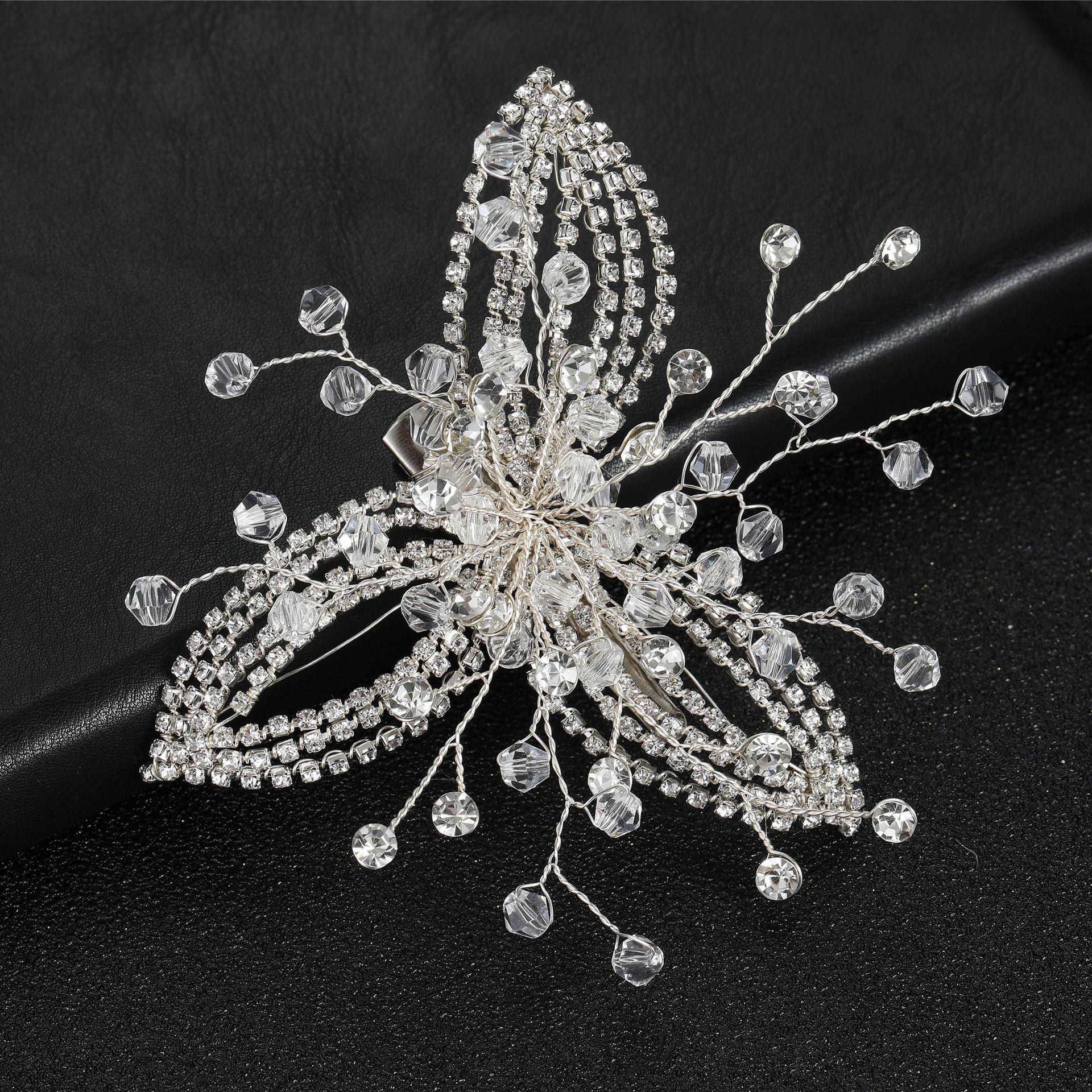 Silver Wire Firework‑Style Crystal Bridal Hair Clip Sparkly Wedding Hair Accessory for Women Gift - Image 5