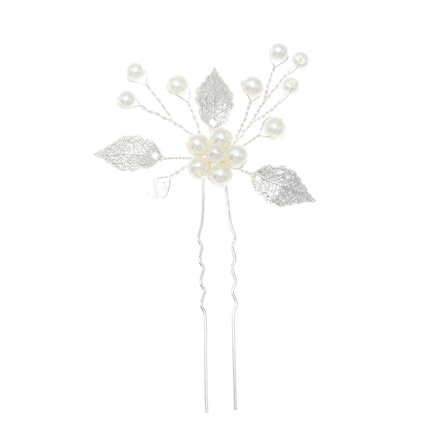 Golden Leaf Pearl Hairpin Bridal Wedding Hair Stick - Image 5