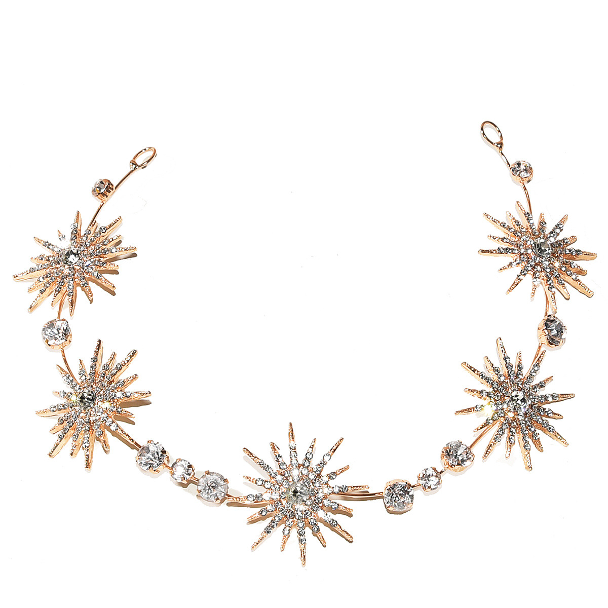 Starburst Rhinestone Silver Headband, Celestial Star Crystal Wedding Party Hair Band - Image 5