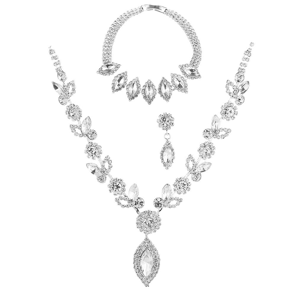 Marquise Crystal 4 Pieces Bridal Jewelry Set Wedding Evening Party Luxury Gift - Image 3