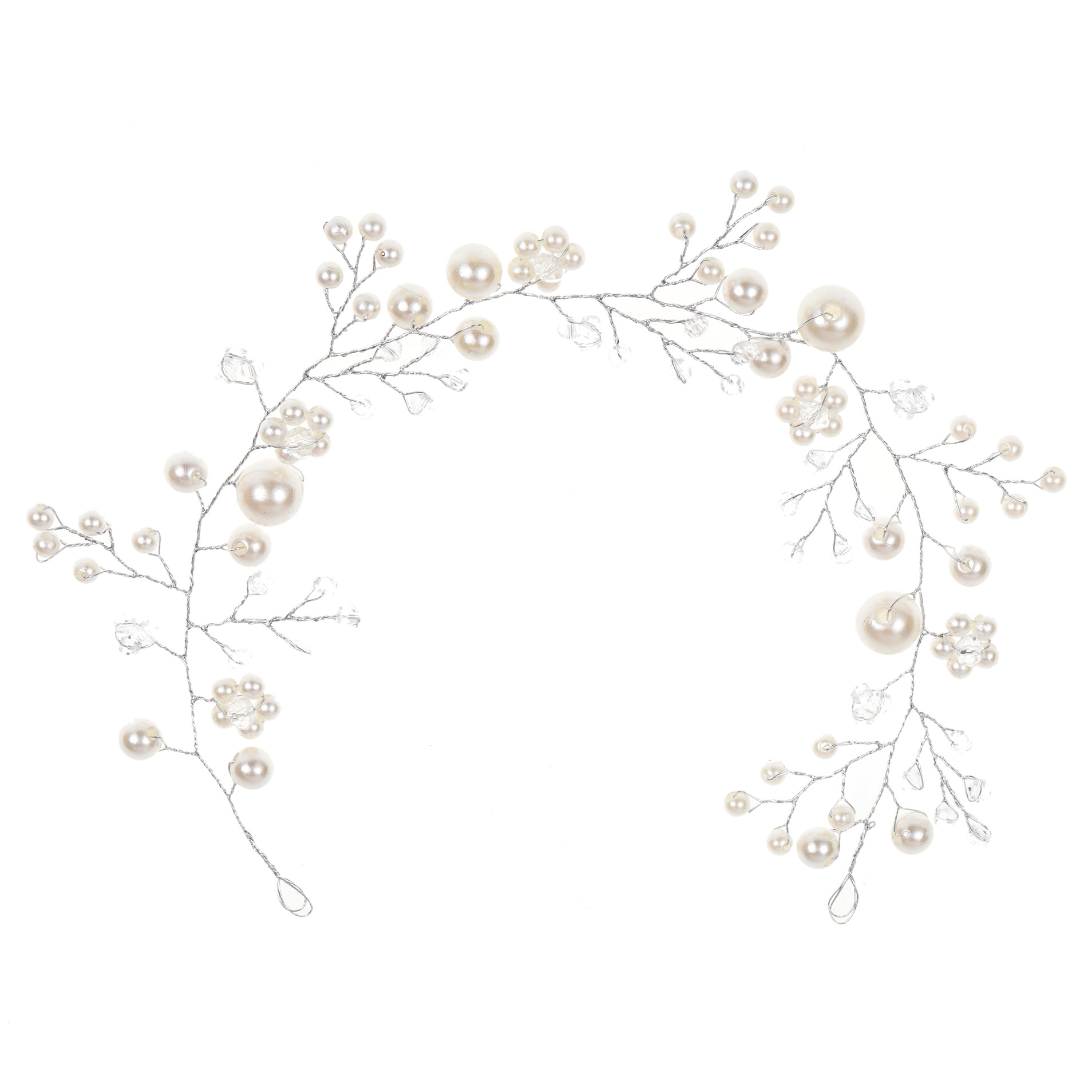 Silver Wire Pearl Crystal Bridal Hair Vine Wedding Accessory for Women Brides and Ladies - Image 5