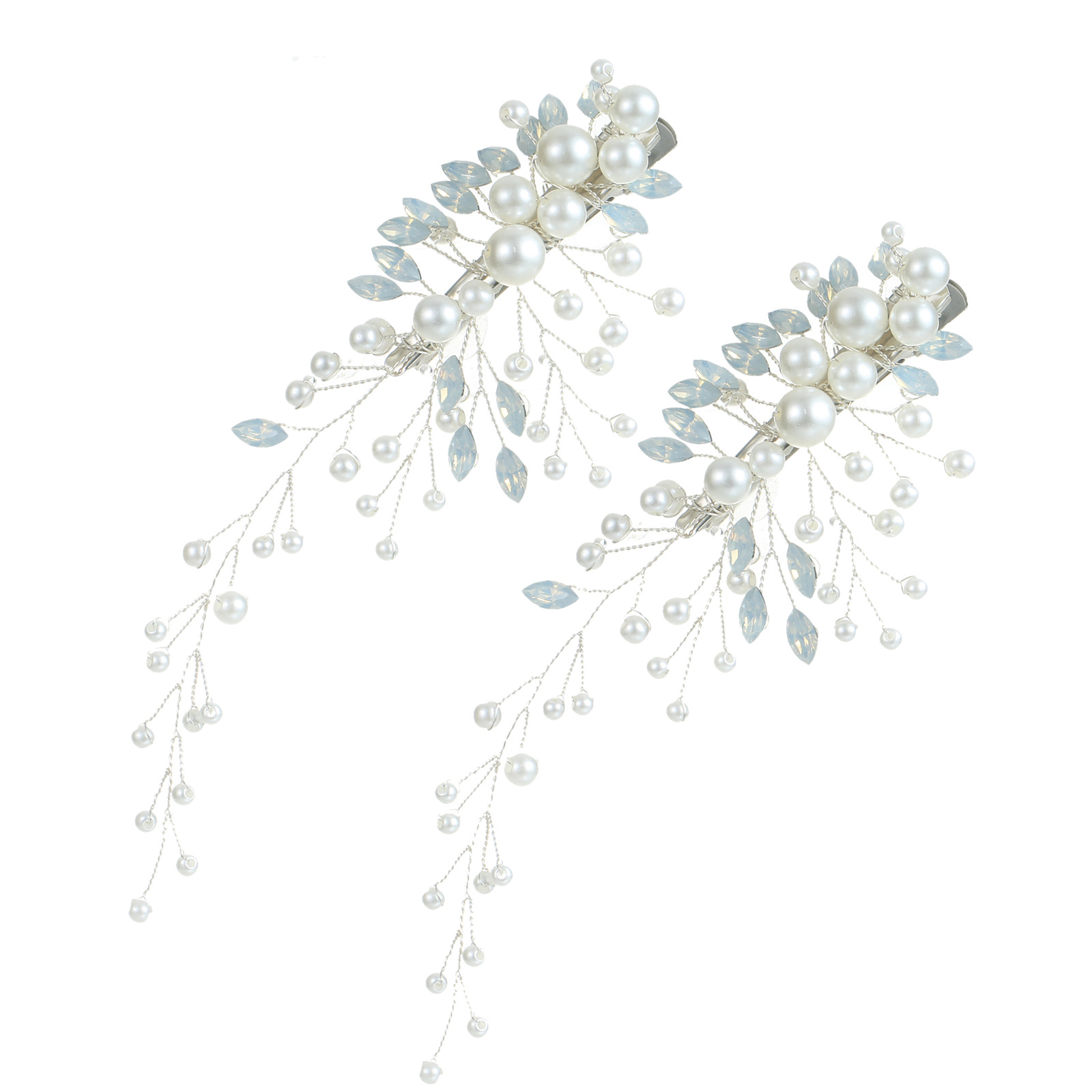 Pearl Opal Leaf Hair Clips Bridal Wedding Vine Hair Accessories for Women Styling - Image 5