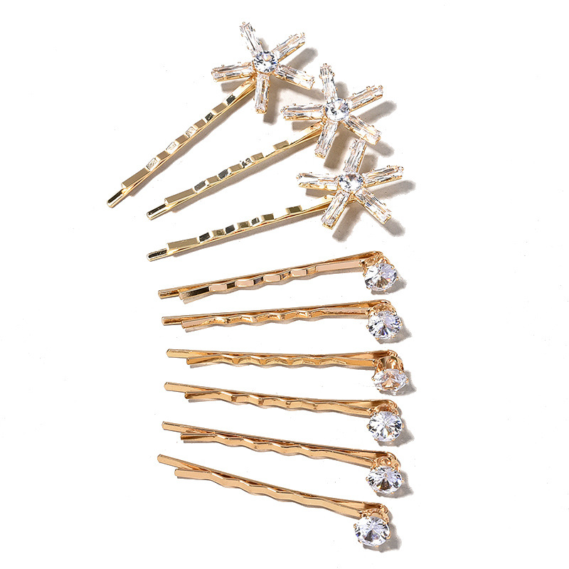 Gold Crystal Star Bobby Pin Set Rhinestone Bridal Wedding Hair Pins for Women - Image 5