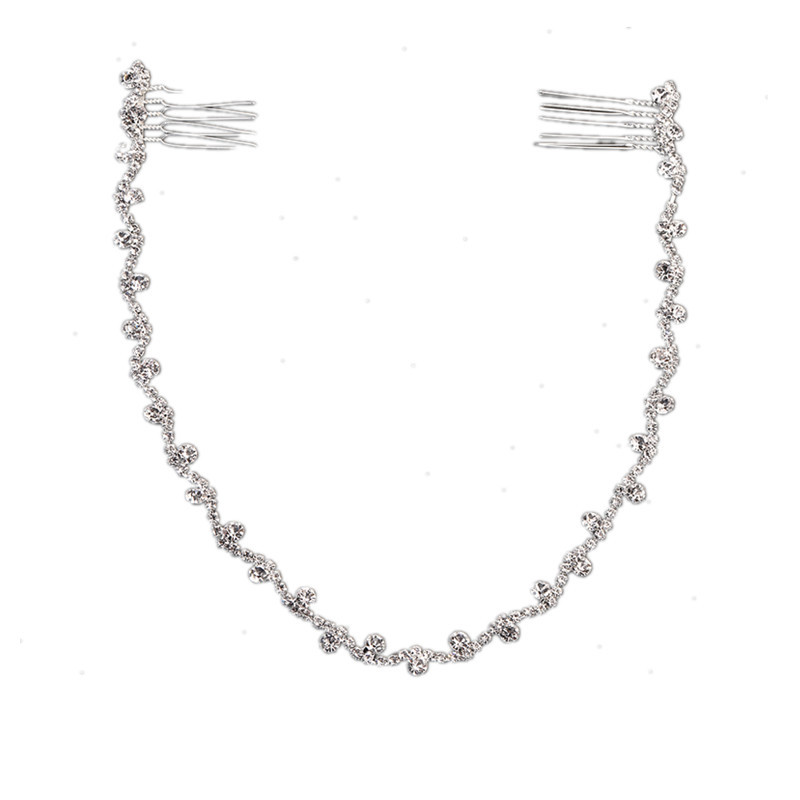 Silver Curved Rhinestone Hair Vine Bridal Wedding Crystal Hair Accessory for Women - Image 5