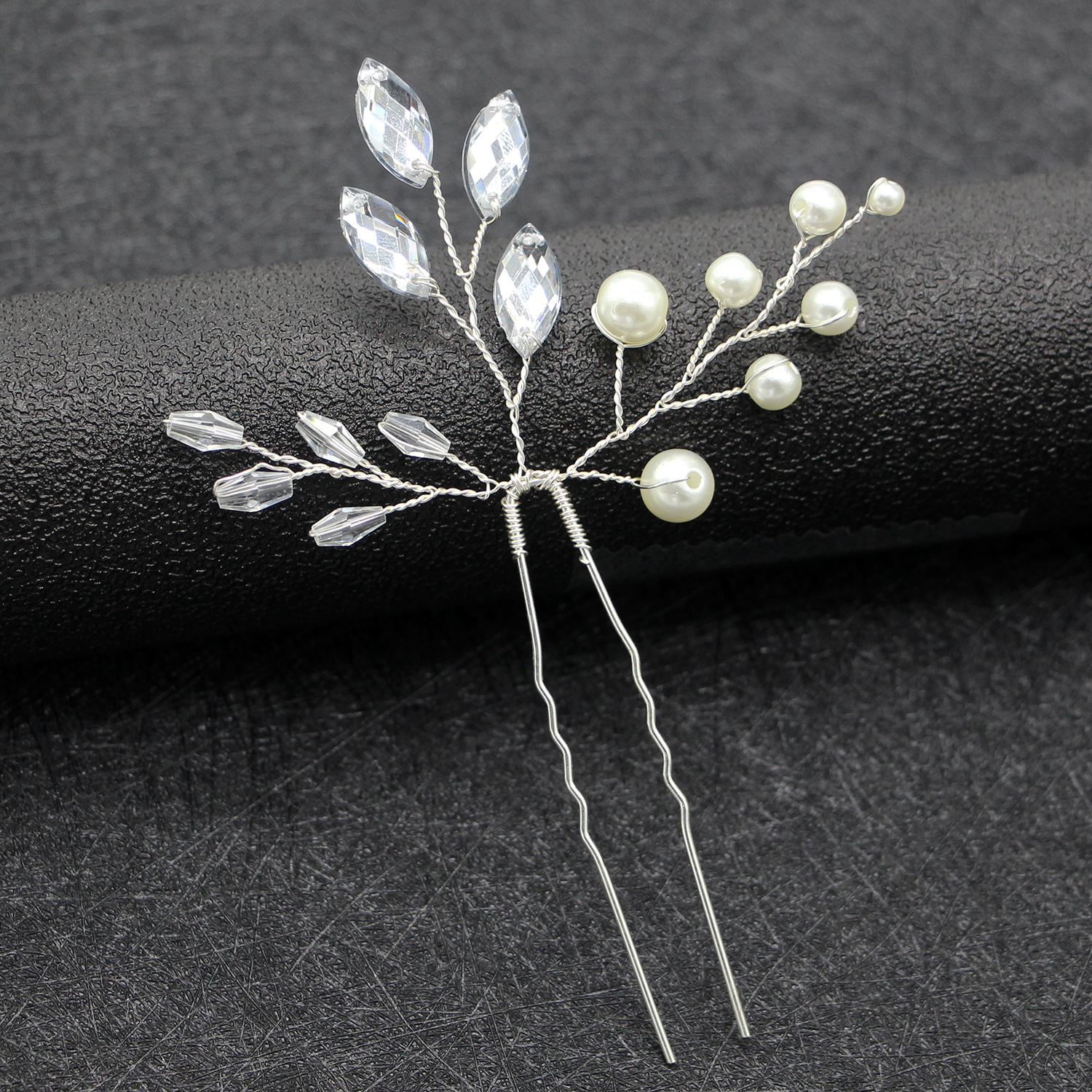 Handmade Silver Pearl Crystal Bridal Hair Pins Set Elegant Vine Wedding Updo Women Hair Accessory - Image 5