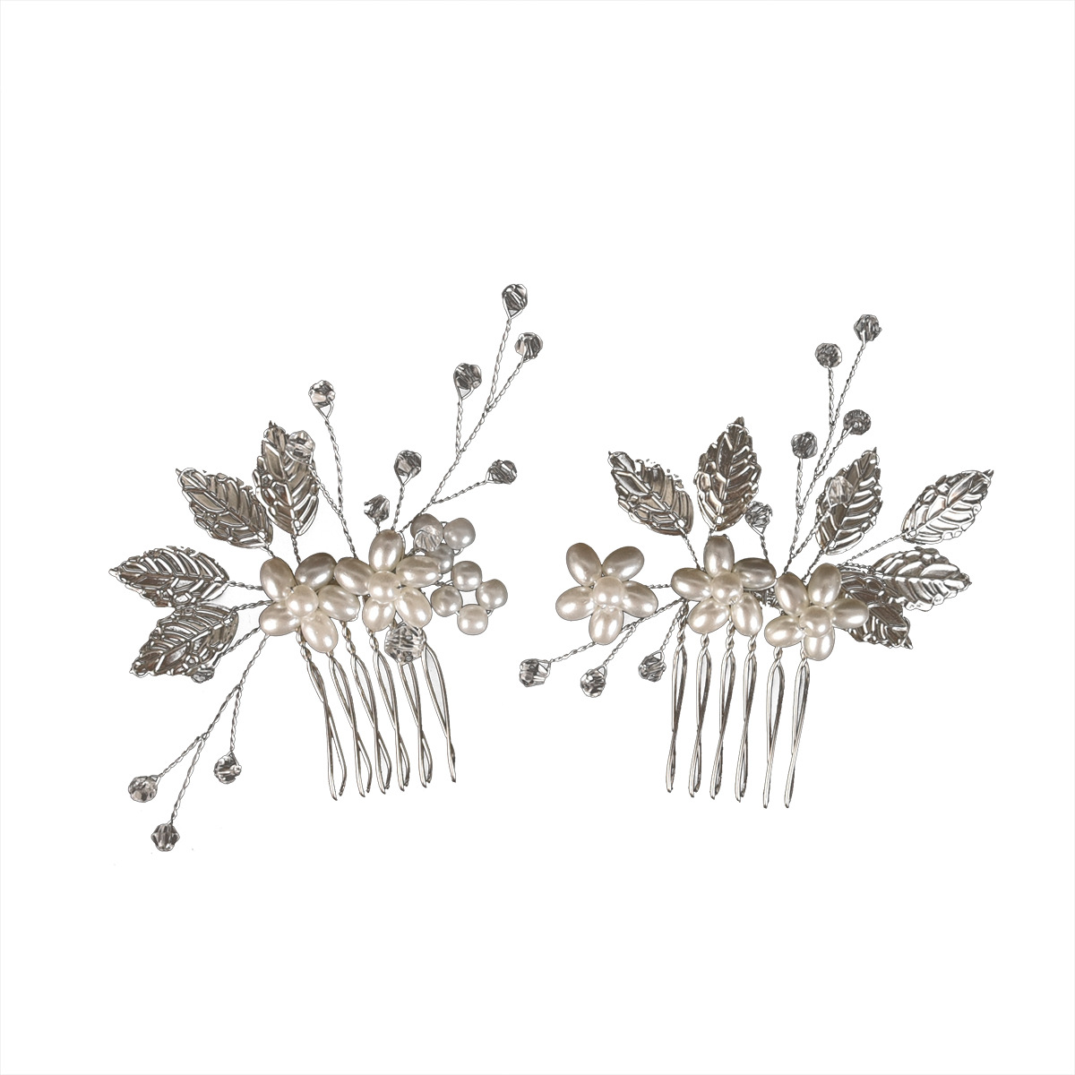 Gold Leaf Pearl Floral Bridal Hair Comb Wedding Women Formal Evening Party Handmade Hair Accessory - Image 5