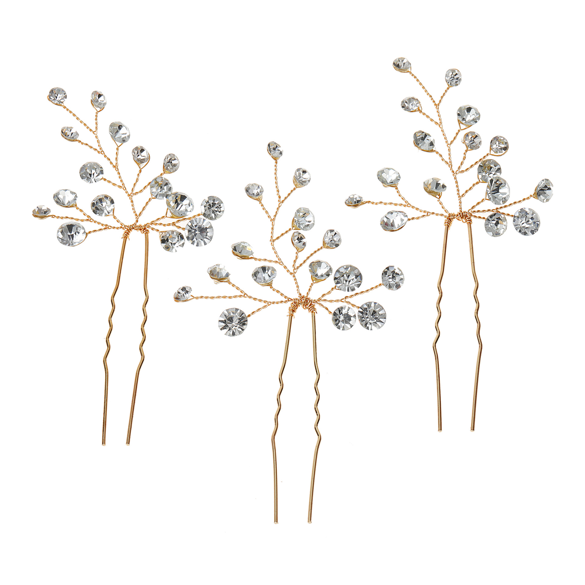Gold Branch Crystal Bridal Hair Pins Set Wedding Women Sparkly Handmade Updo Formal Party Headpiece - Image 5