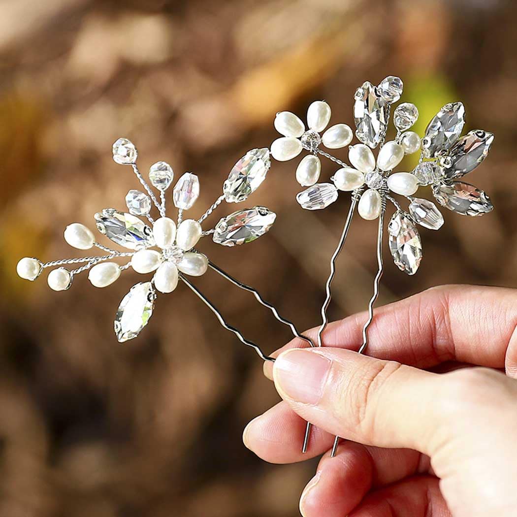 JAKAWIN Pearl Wedding Hair Accessories Bridal Hair Clip Crystal Hair Pins | Decorative Pin Bride Silver Hair Piece for Women - Image 5