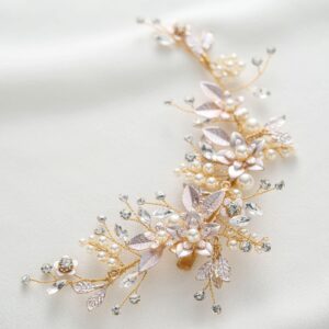 SWEETV Wedding Hair Clip Comb Handmade Bridal Hair Accessories for Women Wedding Hair piece,Silver