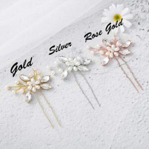 JAKAWIN Pearl Wedding Hair Accessories Bridal Hair Clip Crystal Hair Pins | Decorative Pin Bride Silver Hair Piece for Women