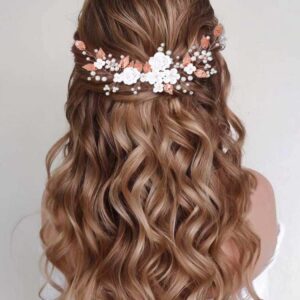 CASDRE Flower Bride Wedding Hair Vine Pearl Bridal Headpiece Leaf Hair Accessories Hair Piece for Women and Girls (A Silver)