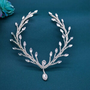 Brilliant Boho Bridal Forehead Chain Leaf Crystal Wedding Headpiece Women Elven Tiara Crown Prom Celtic Hair Vine Accessories
