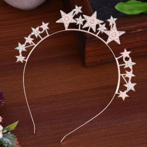 QianJin Bridal Women Birthday Party Three-dimensional Five-pointed Star Shape Alloy Rhinestone Sweet Hairpin & Hairband