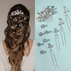 12 Pieces Hair Accessories for Women Pearl Crystal Bridal Hair Pins Wedding HairPieces for Brides Vintage Decorations Bride Bridesmaids