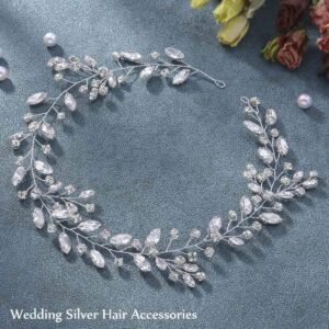 Unicra Bride Rhinestone Wedding Hair Vine Gold Bridal Hair Piece Crystal Headband Hair Accessories for Women (17.7inches) (Pack of 1) (Gold)