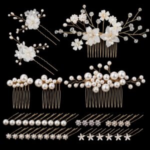 40 Pcs Wedding Hair Accessories, Bridal Hair Pins with Pearl Rhinestones