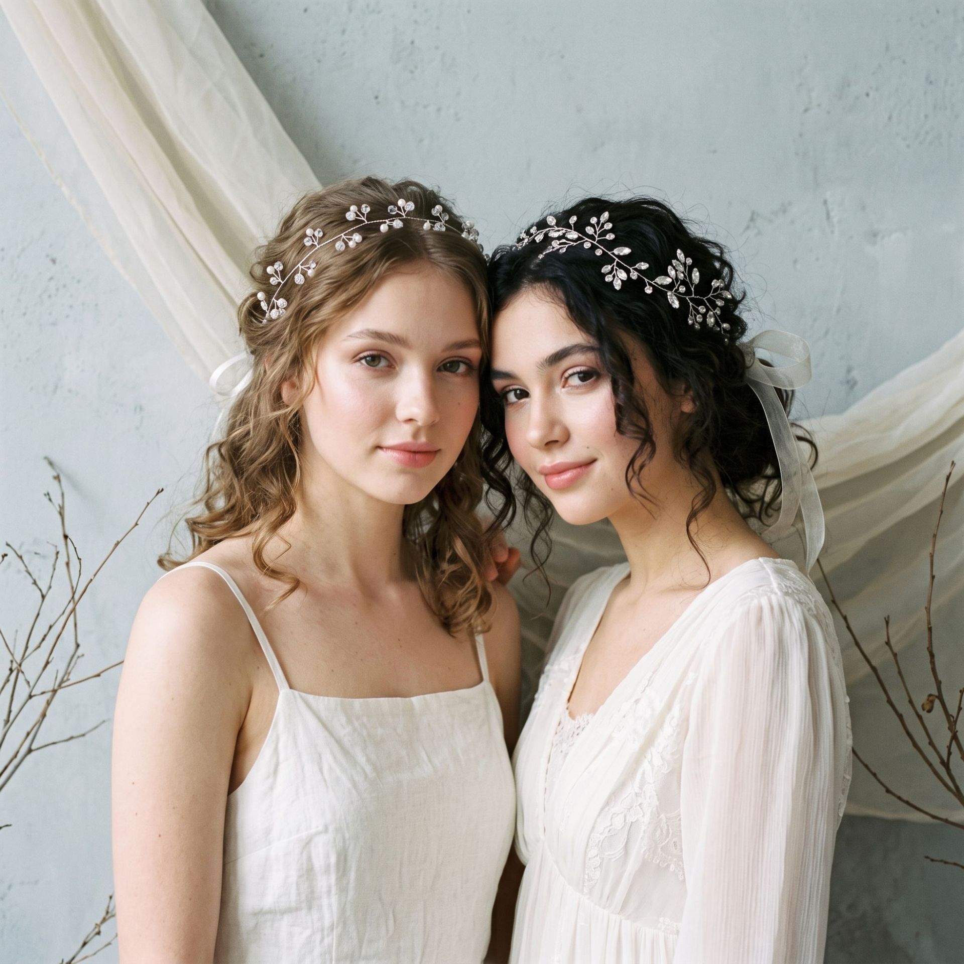Romantic Pearl Rhinestone Hair Wrap, Thin Floral Bridal Headband for Wedding Hairstyle - Image 2