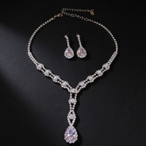 Luxury Teardrop Zircon Wedding Jewelry Set, Evening Banquet Prom Accessories
