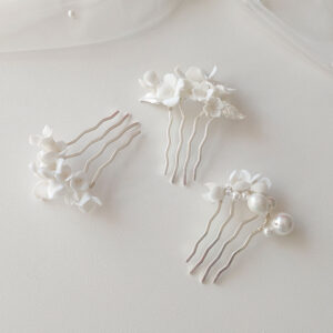 Elegant Fairy Wedding Hair Accessories for Women Bridal Copper Comb with Ceramic Flower Leaf Ornaments Hair Jewelry Headpiece