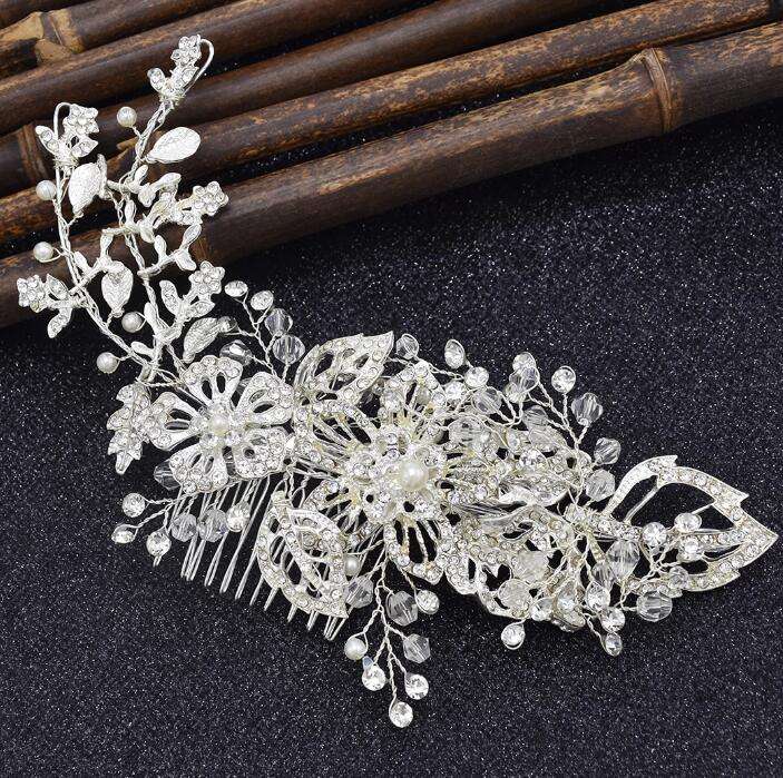 Classic Silver Diamond Crystal White Pearl Hair Accessories Wedding Braided Headdress Party Women Jewelry - Image 2