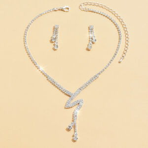 Dainty Twisted Line Cubic Zirconia Jewelry Set, Formal Banquet Matching Jewellery
