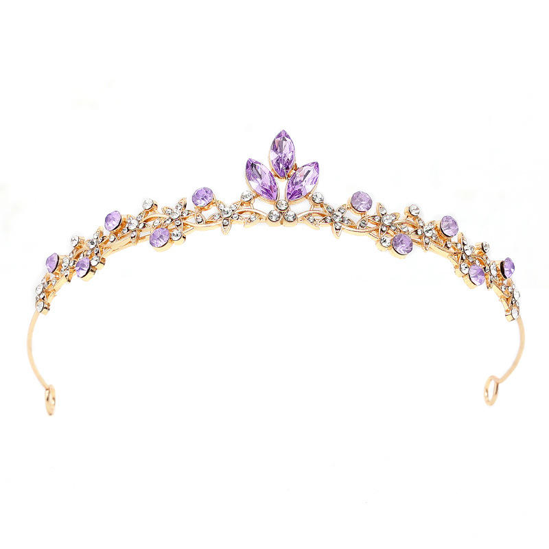 Crown Bride Korean Style Super Fairy Wedding Tiaras Set Gold Plated Crystal Alloy Headband for Adult Children's Ruby