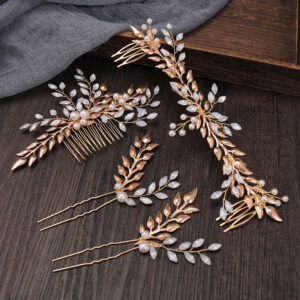 Wedding Headband Bridal Headpieces Crystal Pearl Bridal Hair Combs Set